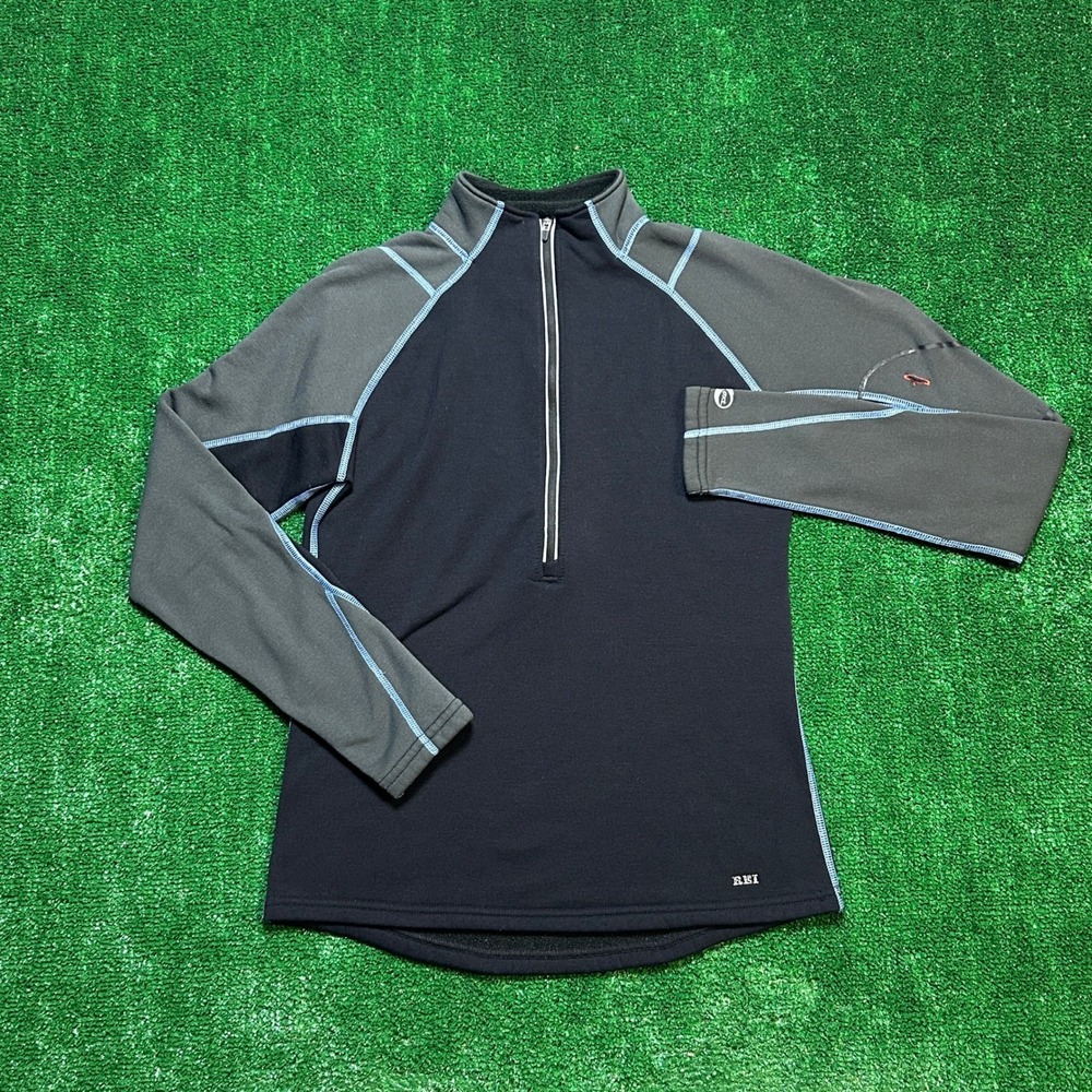 Hiking Outdoor REI Women 1/4 Zip Knit Pullover Small Black Gray OXT